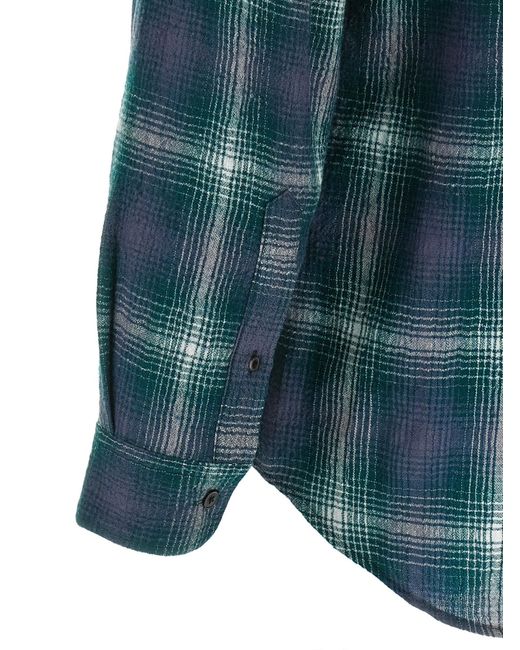 Auralee Blue 'Airy Wool Check' Shirt for men