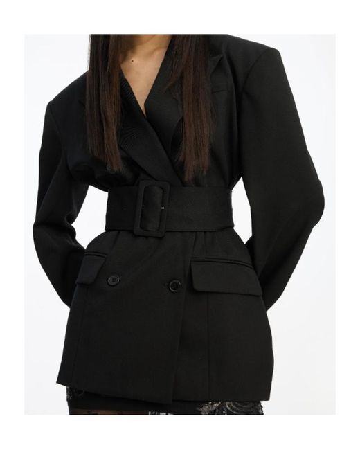 ROTATE BIRGER CHRISTENSEN Black Belted Double-Breasted Blazer