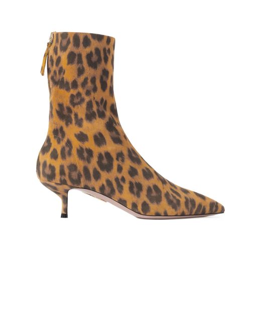 Aquazzura Brown Montmartre Leopard Printed Pointed Toe Boots