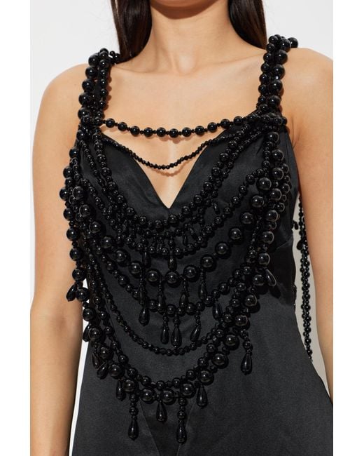 Balmain Black Beaded Maxi Dress