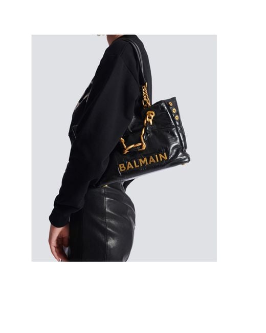 Balmain Black Small 1945 Soft Tote Bag