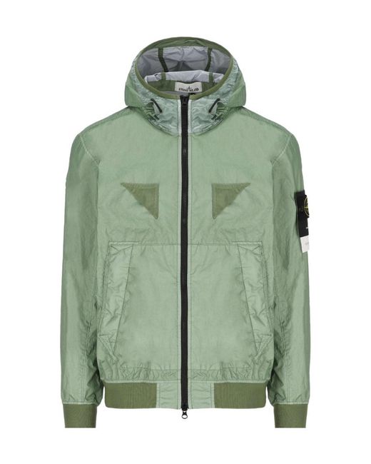 Stone Island Green Logo-Patch Lightweight Jacket for men