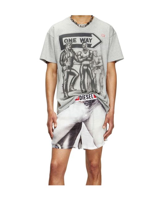 DIESEL White Tom Of Finland Graphic Print T-Shirt for men