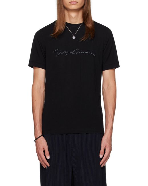 Giorgio Armani Black Logo Printed Crewneck T-Shirt for men