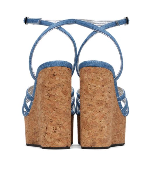 Mach & Mach Blue 125Mm Heart-Appliqué Sandals