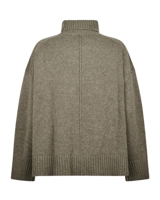 Soeur Green High-Neck Knit Sweater