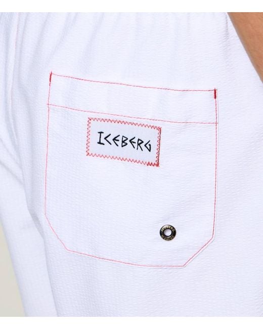 Iceberg Gray Logo Drawstring Swim Shorts for men