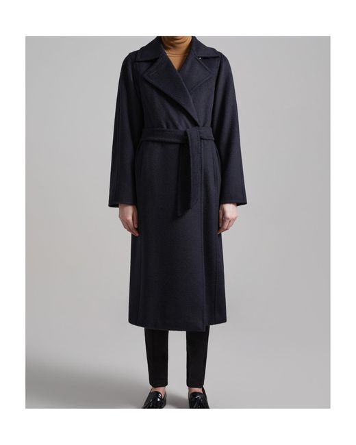 Max Mara Black Collared Belted Coat