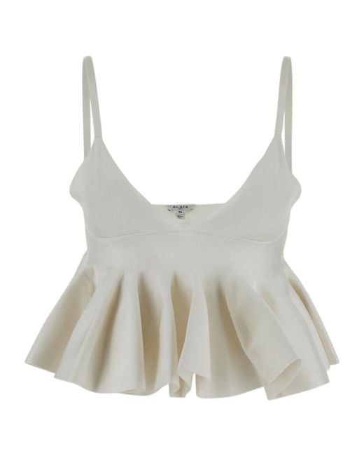 Alaïa Gray Alaïa Godet Knitted Bra Top