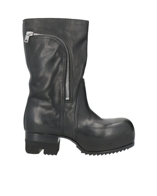 Rick Owens Black Minimalist Leather Boots