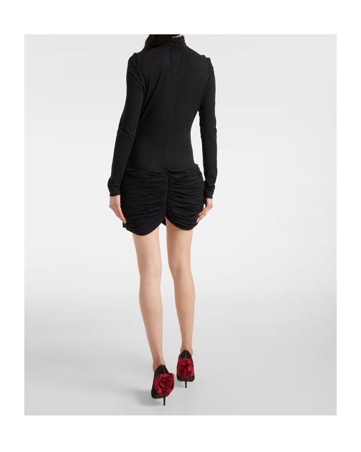 Magda Butrym Black Ruched Silk-Blend Minidress