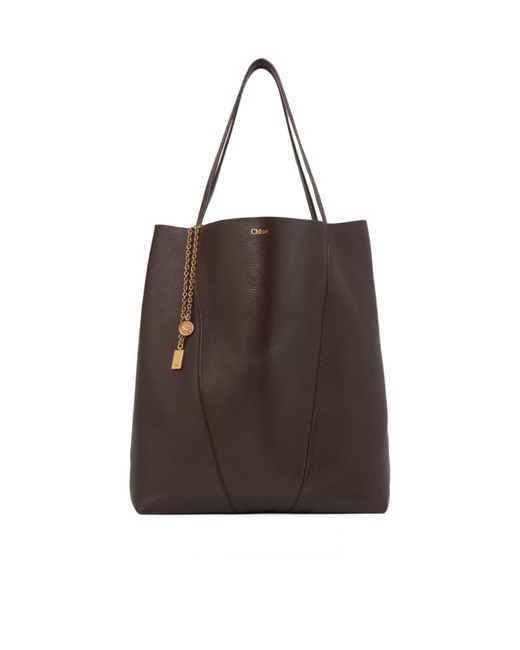 Chloé Brown Chloé Large Spin Tote Bag