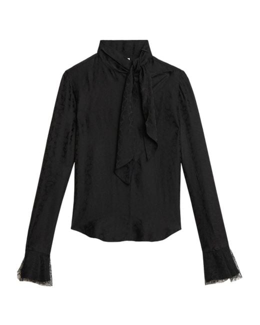 Isabel Marant Black Scarf Detail Long-Sleeve Top