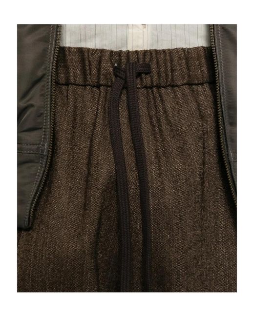 MM6 by Maison Margiela Brown Drawstring-Waist Trousers for men