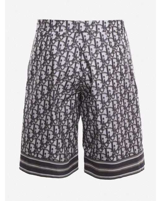 Dior Gray Logo Jacquard Shorts for men