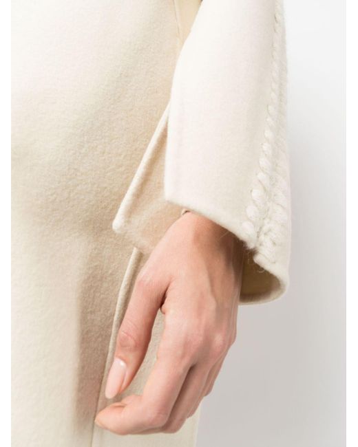Ermanno Scervino Natural Notched-Lapels Wool Coat
