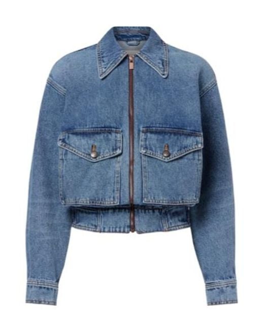 Magda Butrym Blue Front Zip Denim Jacket