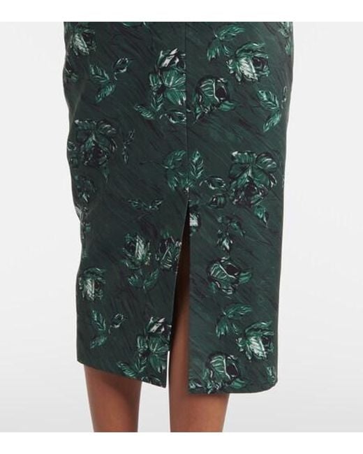 Emilia Wickstead Green Lorelei Floral Taffeta Faille Pencil Skirt