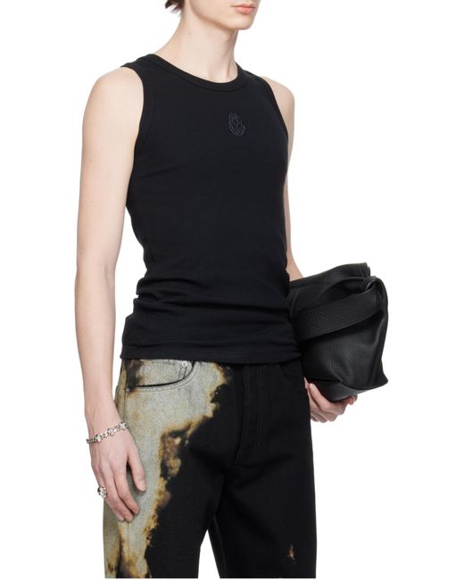 McQueen Black Skull Ribbed Tank Top for men