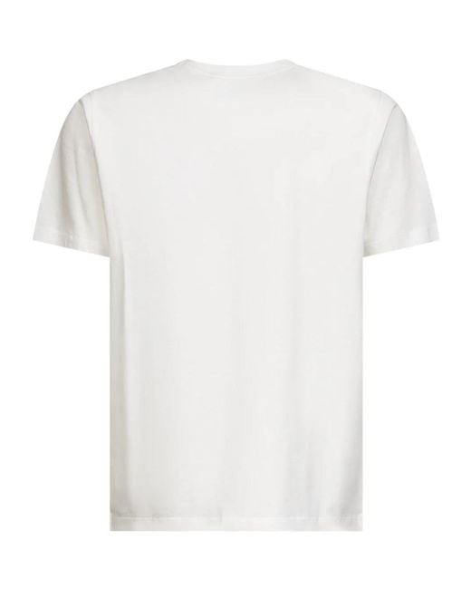 C P Company White Logo Print Crewneck T-Shirt for men