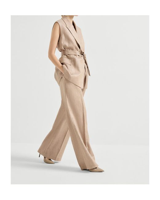 Brunello Cucinelli Natural Loose Pleated Trousers