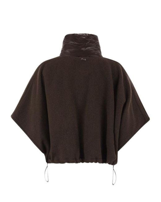 Herno Brown Resort High-Neck Patch-Pocket Poncho