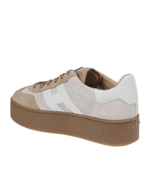 Hogan Brown Platform Leather Sneakers