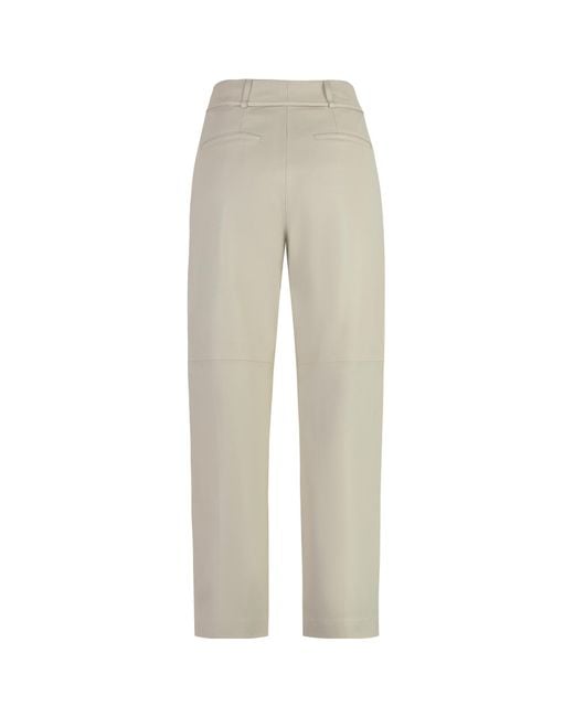 Yves Salomon Gray Belted Straight-Leg Pants