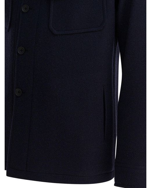 Tagliatore Blue Long-Sleeved Button-Up Jacket for men