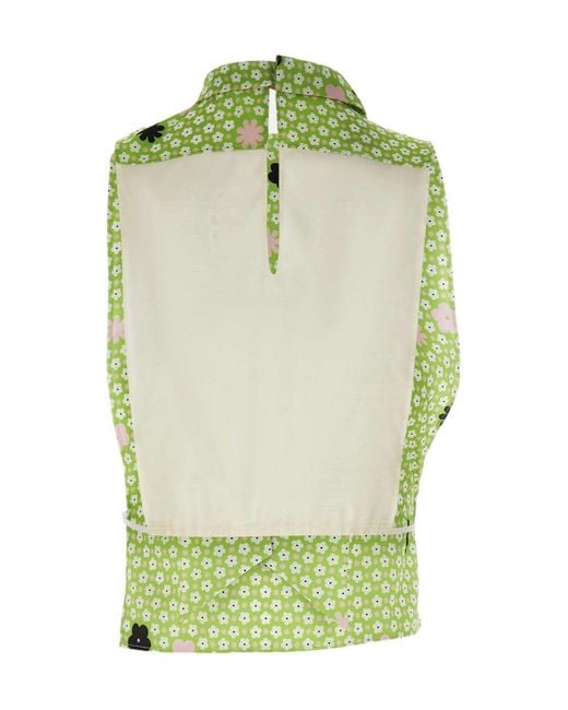 MM6 by Maison Margiela Green Floral Scarf-Detailed Top