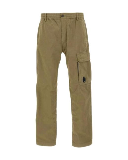 C P Company Green Casual Pants With Belt Loops for men