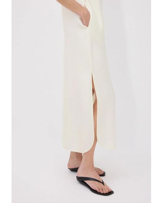 Loulou de Saison White Nada Side-Split Slip Midi Dress