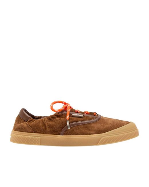 Moncler Brown Vera Leisure Leather-Trim Suede Sneakers