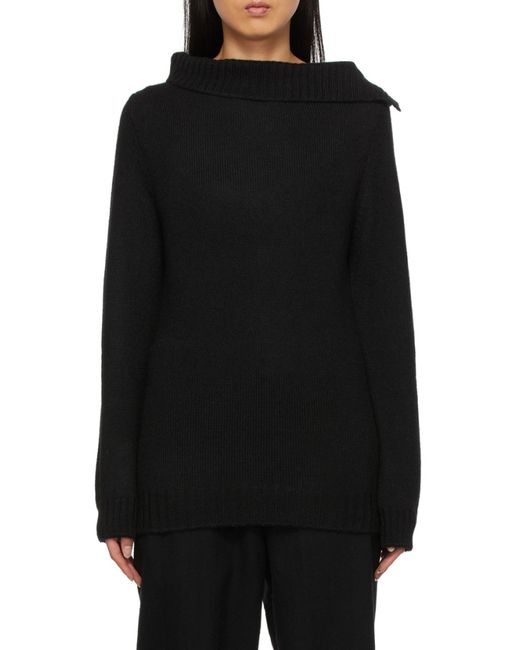 Ann Demeulemeester Black Asymmetrical Cowl-Neck Jumper