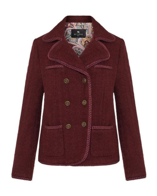 Etro Purple Buttoned Double-Breasted Blazer