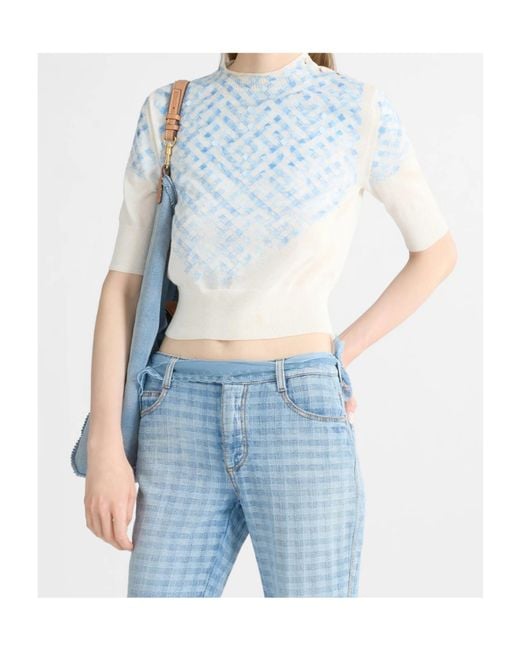 Ermanno Scervino Blue Check Print Knitted Sweater