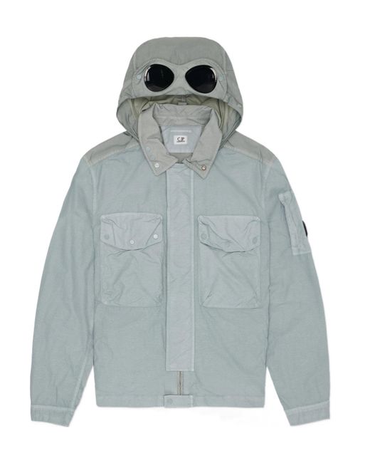 C P Company Blue Goggle Technical Hooded Jacket for men