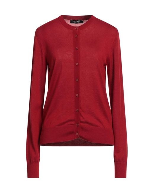 Dolce & Gabbana Red Lightweight Solid Color Knit Sweater