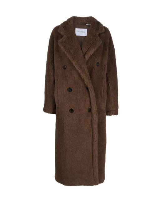 Max Mara Brown Double-Breasted Long-Sleeved Coat