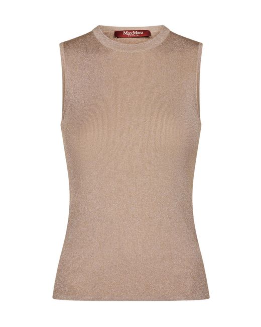Max Mara Brown Studio Sante Ribbed Knitted Top