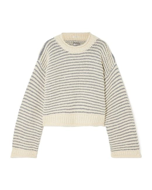 Mother White Striped Sweater