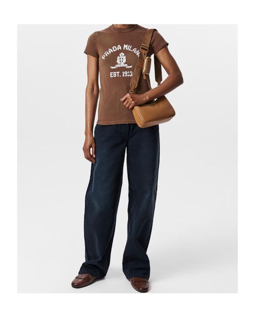 Prada Brown Printed T-Shirt