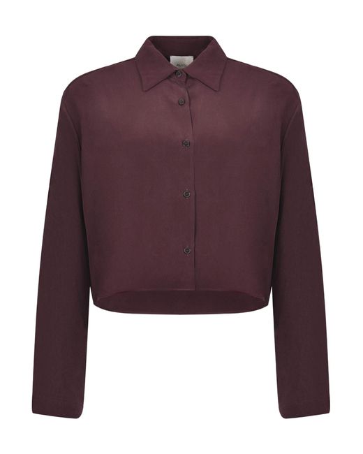 Alysi Purple Long Sleeve Cropped Shirt