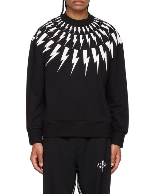 Neil Barrett Black Thunderbolt Print Sweatshirt for men