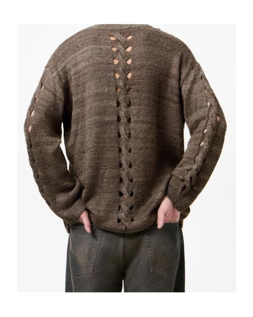 Our Legacy Brown Textured Silk Knitted Sweater for men