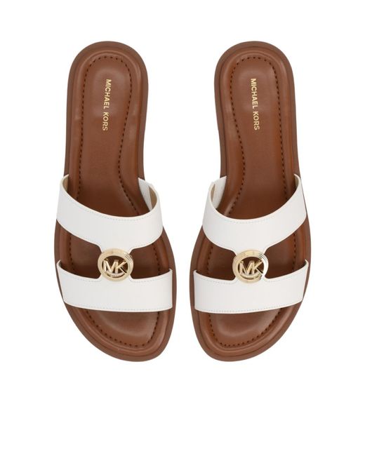 Michael Kors Brown Michael Logo Plaque Slip-On Slides