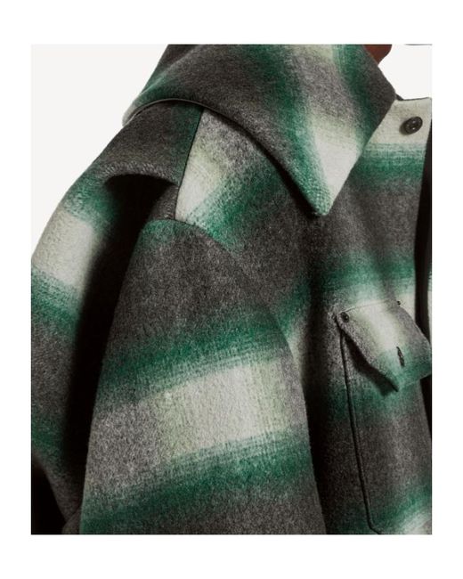 Balenciaga Green Cocoon Check Flannel Shirt Jacket for men