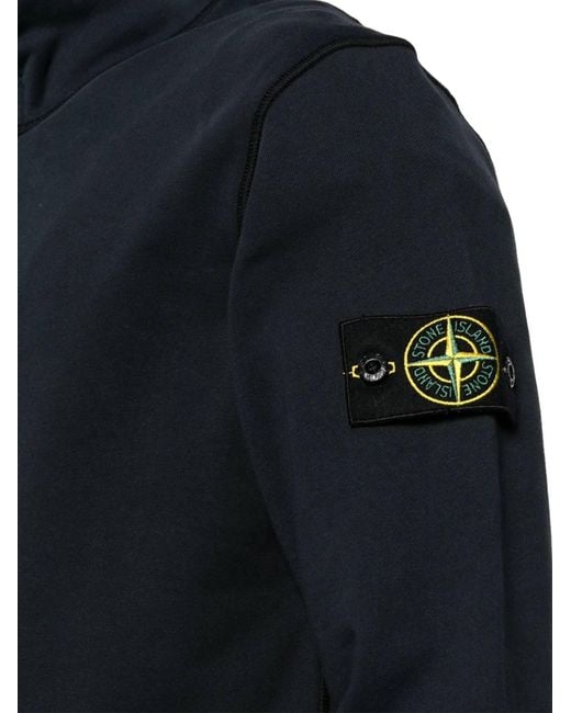 Stone Island Blue Logo-Patch Half-Zip Sweatshirt for men