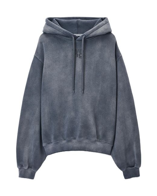 Alexander Wang Blue T By Structured Terry Puff Logo Hoodie