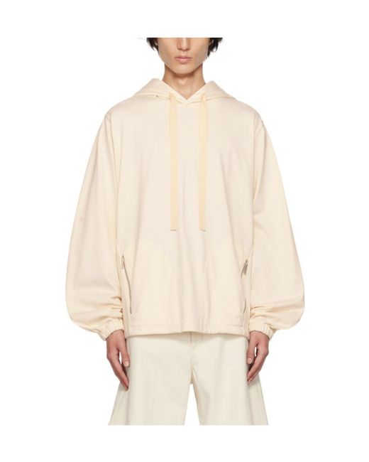 Jil Sander Natural Pull Rope Hooded Sweater for men